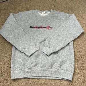 Grey ABG anime crewneck sweatshirt with red accents